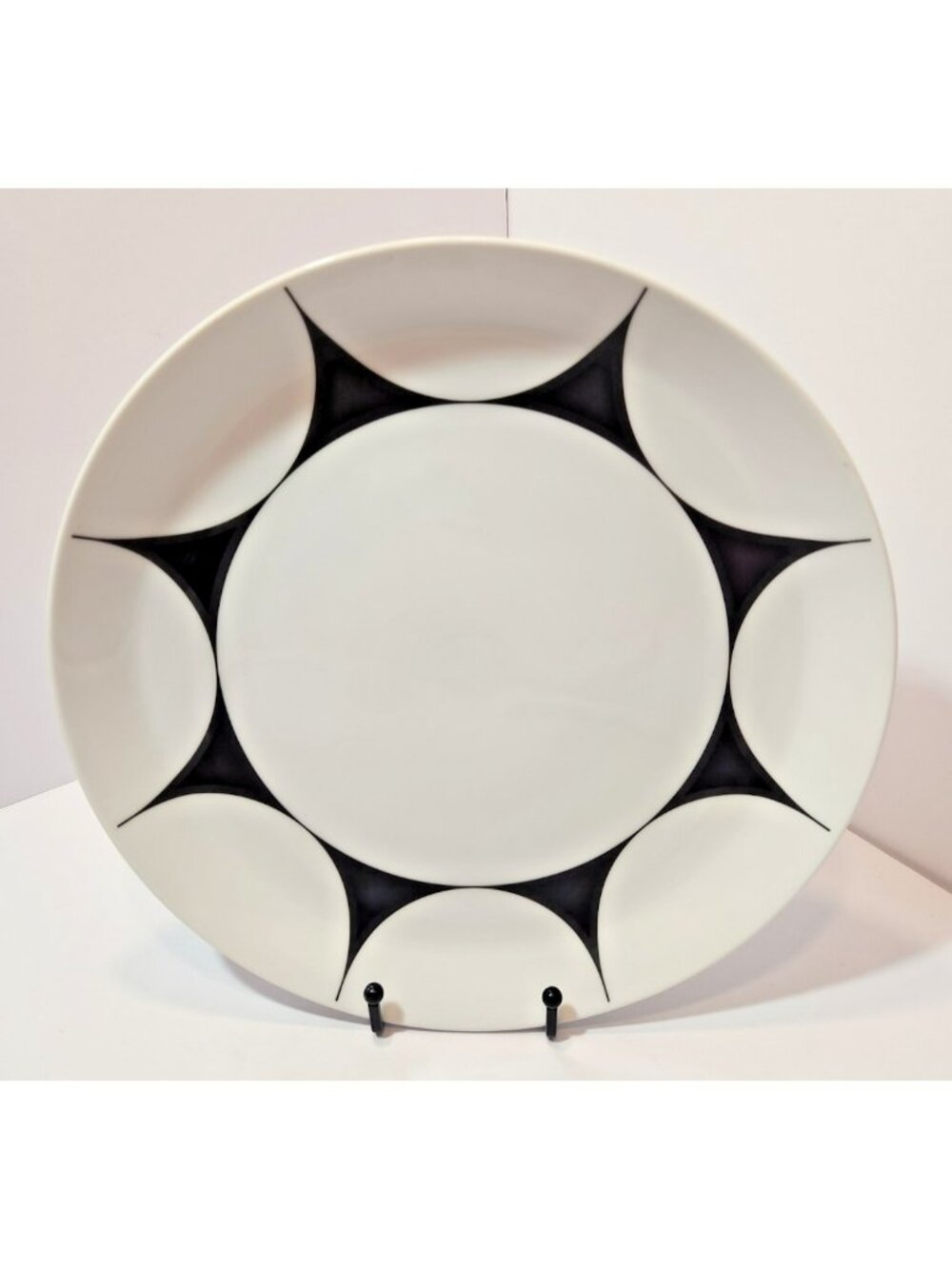 Vtg Mikasa Pivotal Ben Seibel Thistle Round Chop Plate 12" Platter Black White